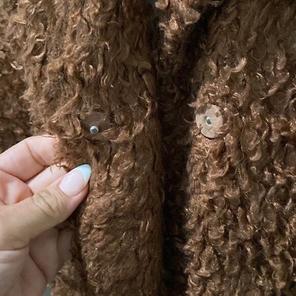 Divided H&M Brown Faux Fur Single Button Jacket Coat - Picture 5 of 11